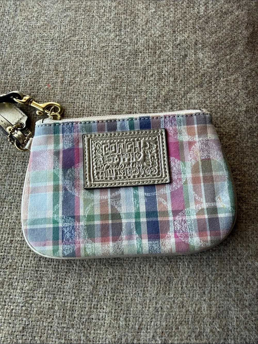Coach Poppy Madras Plaid Vintage Wristlet Y2K era signature patch tartan